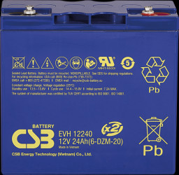 EVH12240 lead-acid battery, 24 Ah, 12 V, deep cycle