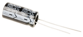 Kondensator 2200μF 6.3V dc Radialny, Otwór przelotowy RS PRO roztaw: 5mm 10 (Dia.) x 20mm