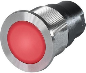Vandal-proof pushbutton switch, 1 pole, silver, illuminated  (red/green), 0.1 A/60 V, mounting Ø 22.1 mm, IP67, 3-101-428