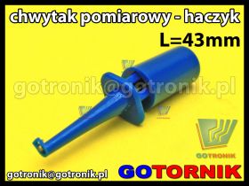 Chwytak pomiarowy haczyk L=43mm niebieski