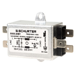 Schurter 5500.2081 10A 250V Chassis Mount 1-Phase Line Filter