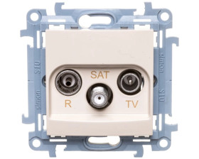 Simon 10 Gniazdo antenowe R-TV-SAT przelotowe kremowe IP20 CASP.01/41