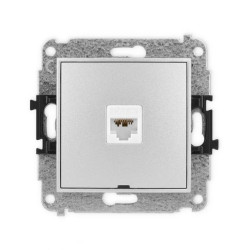 ICON Mechanizm gniazda komputerowego pojedynczego 1xRJ45, kat. 6A, 8-stykowy, bez pola opisowego srebrny metalik 7IGKBO-7