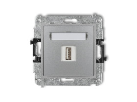 MINI Gniazdo USB-AA 2.0 srebrny metalik 7MGUSB-1 KARLIK