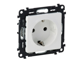 VALENA LIFE Gniazdo pojedyncze z uziemieniem schuko z przesłoną i automatycznymi zaciskami sprężynowymi białe 753120 LEGRAND