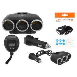 Rozgał.zapalniczki wt.3xgn/1xUSB miernik napięcia aku.