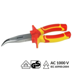 Szczypce wydłużone odgięte elektrotechniczne 200mm VDE 1000V n-vde09