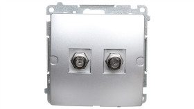 Simon Basic Gniazdo Antenowe Typu F Podwójne Srebrny Mat Bmaf2.01/43