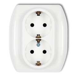 TREND Gniazdo podwójne b/u okleina: srebrny lux GP-2Sp