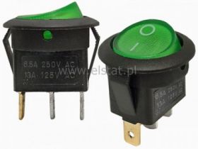 Przeł. kołys. podśw. 230V okrągły ( zielony )