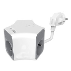 Przedł. 3gn+uz 2m +USB A+C PS-370WS/K PLASTROL