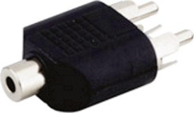 Adapter, 3.5 mm phono jack 3 pole to 2 x RCA plug, black, 11875