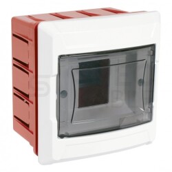 Rozdzielnica podtynkowa S-4 1x4 moduły IP40 135x140x100mm drzwi transparentne dymne NEKU