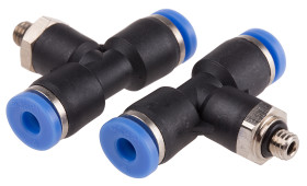 Złączka pneumatyczna Wciskane 4 mm Wciskane 4 mm RS PRO Adapter gwintowany teowy M5 męskie