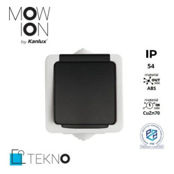 TEKNO Gniazdo hermetyczne pojedyncze 2P+0 z przesłoną styków 16A 250V szare IP54 25356