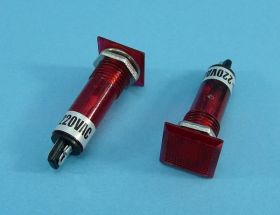 230VAC 14x14mm RED KONTR.KWADRAT LED