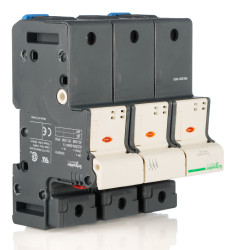 Uchwyt bezpiecznikowy montowany na szynie Mocowanie szynowe rozmiar: 22 x 58mm 125A 690V ac, ze wskaźnikiem stanu