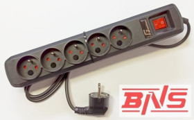 Listwa zabezpieczająca - przedłużacz elektryczny; GetFort; 5 gniazd; 3m; czarny