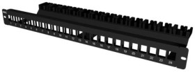 Panel krosowniczy, 24 portów, RJ45, 1U, Czarny