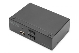 Przełącznik KVM, 2 portowy, 4K 60Hz, 2xDisplayPort IN, 1xDisplayPort OUT, 2xUSB, 2xAudio INiOUT DS-12851
