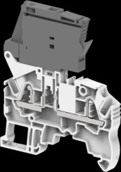 Fuse terminal, spring-clamp connection, 0.2-4.0 mm², 2 pole, 6.3 A, 6 kV, dark gray/gray, 1SNK706410R0000