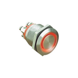 Bulgin MPI002/TERM/WH Anti-vandal Switch SPST 24V DC 50mA White Ring