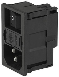 Combination element plug C14 or C18, 3 pole/2 pole, snap-in, plug-in connection, black, KM00.2205.11