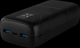 FIXZEN-30-BK Power bank, 30,000 mAh, 20 W, 1x USB-C, 2x USB-A, PD, black