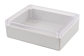 Obudowa ogólnego użytku Poliwęglan szerokość zew. 146 mm długość zew. 186 mm wys. zew. 55 mm Hammond IP65 Jasnoszary