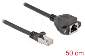 86999 Cat.6a extension cable, S/FTP, black, 0.5 m