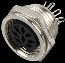 8-pin DIN chassis socket, screw coupling, 270°