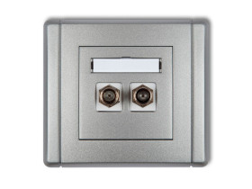 FLEXI Gniazdo antenowe podwójne typu "F" (SAT) niklowane srebrny metalik 7FGF-2 KARLIK