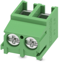 PCB terminal, 2 pole, pitch 5 mm, AWG 20-10, 32 A, screw connection, green, 1987724