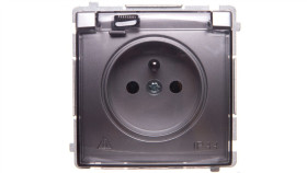 Simon Basic Gniazdo Pojedyncze Z/U Bryzgoszczelne Ip44 16A 250V Srebrny Mat...
