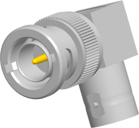 Coaxial adapter, 75 Ω, BNC plug to BNC socket, angled, 031-9-75