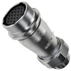 Gniazdo żeńskie, 19 pinów, na przewód, gwint zewn.