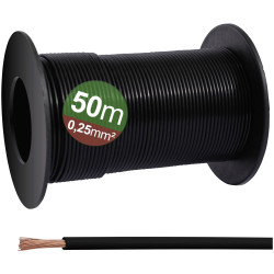 Quadrios 23CW023 Wire 0.25mm² Copper Black 50m PVC Sheath Easy Strip