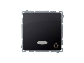 SIMON BASIC Wyłącznik zwierny przycisk "światło" z podświetleniem LED na 24V (moduł) 10AX 24V szybkozłącza grafit matowy BMS1L24