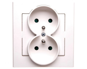 SONATA Gniazdo podwójne z/u z przesłonami ecru GP-2RZP/27