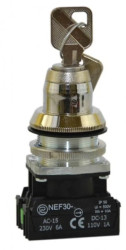 Przełącznik 3 położeniowy klucz 30mm 2Z bez samopowrotem W0-NEF30-TZfM 2X