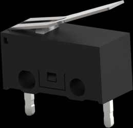 Miniature snap-action switche, PCB connection, bent lever, 0.25 N, 0.1 A/30 VDC, 2351447-2