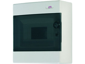 Rozdzielnica natynkowa 8 modułowa 1x8M drzwi transparentne IP40 ECT8PT 001101000 ETI
