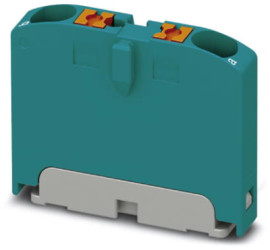 Distribution block, push-in connection, 0.14-4.0 mm², 2 pole, 24 A, 6 kV, turquoise, 1082539