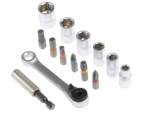 Zestaw końcówek do wkrętaka l. elementów: 24 rozmiar: HEX 5, HEX 6, PH1, PH2, PZ1, PZ2, T10, T15, T20, T25, T30, T40