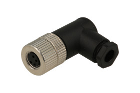 Gniazdo; KLS15-M8A-TR204; M8-4p; 4 tory; kątowe 90°; śrubowy; 0,25mm2; na przewód; czarny; IP67; 4A; 60V; KLS; RoHS