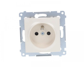 Simon 54 Gniazdo pojedyncze z/u przesłony torów prądowych 16A IP20, szybkozłącza, kremowe DGZ1CZ.01/41