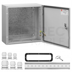 OUTLET Obudowa hermetyczna rozdzielnica metalowa z płytą montażową 400x400x200mm IP65 natynkowa szara NEKU