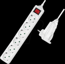 LPS274 7-way socket outlet and switch, 6x CEE 7/3 and 1 pass-through so