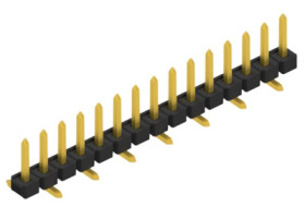 Pin header, 15 pole, pitch 2.54 mm, angled, black, SLLP5SMD05115G