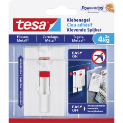 tesa 77767-00000-00 Adjustable Adhesive Nail white 2pcs holds up to 8kg